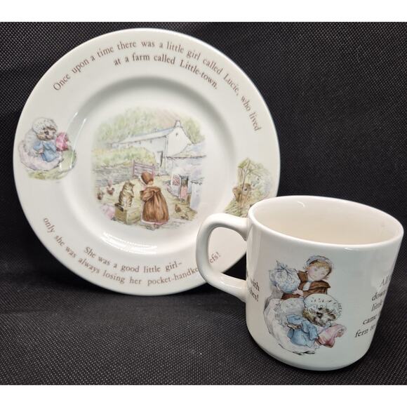 Wedgewood Beatrix Potter Design Mrs. Tiggy Winkle Cup and Saucer Set Excellent - Picture 2 of 9
